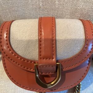 Charles and Keith Mini Gabine Tan and Cream (boucle) crossbody bag